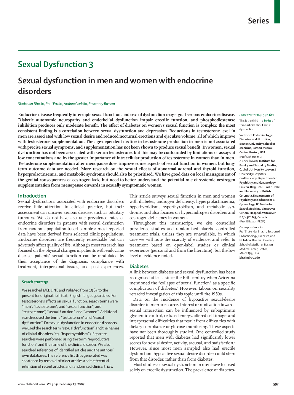 Sexual dysfunction in men and women with endocrine disorders 