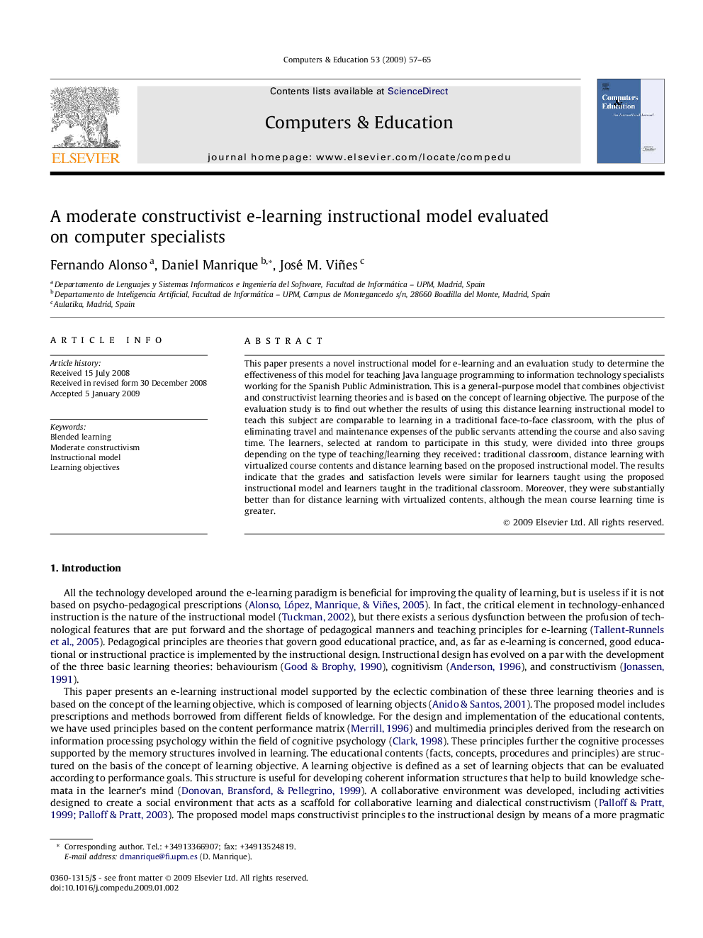 عکس صفحه اول مقاله: A moderate constructivist e-learning instructional model evaluated on computer specialists A moderate constructivist e-learning instructional model evaluated on computer specialists