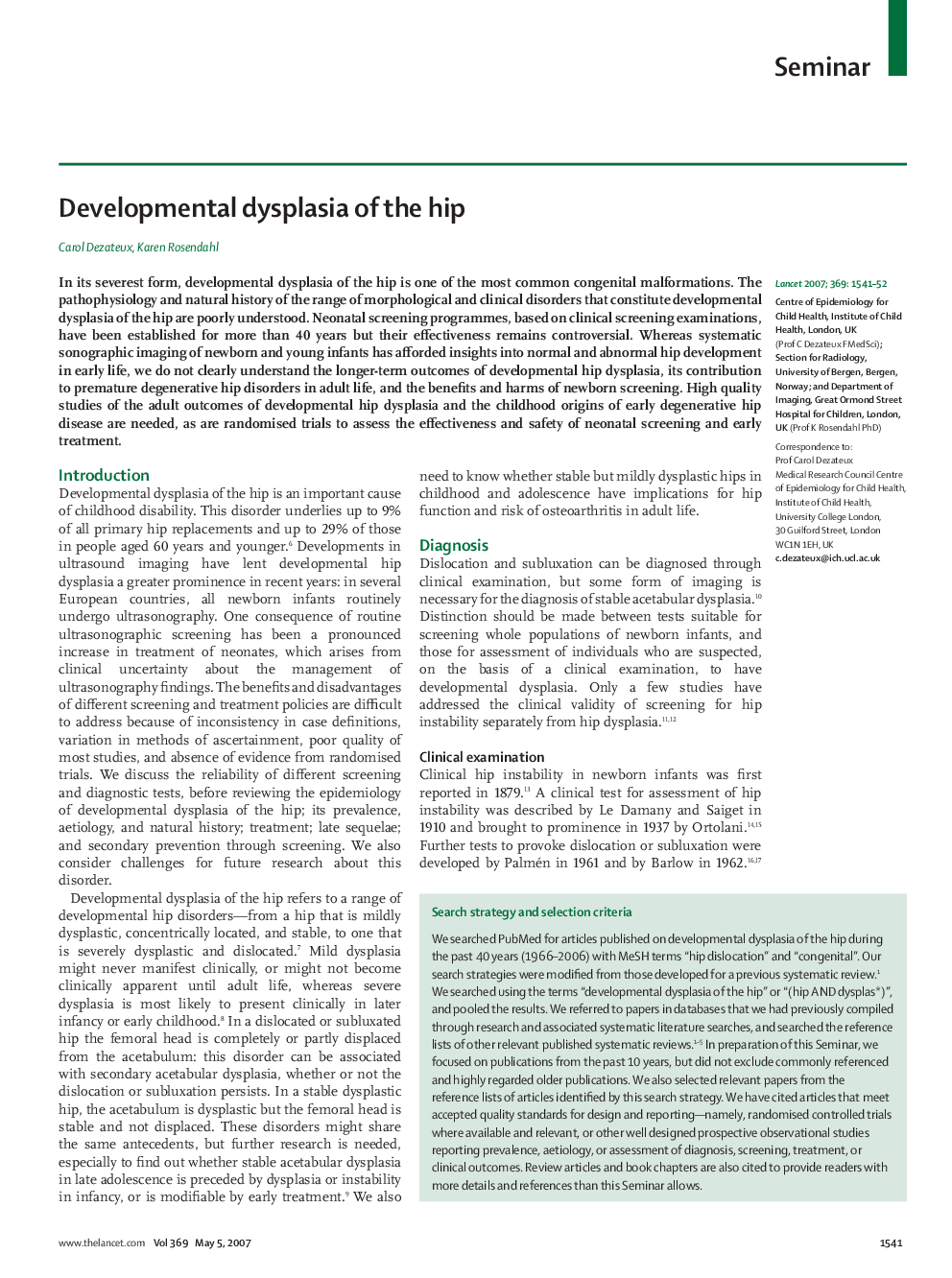 Developmental dysplasia of the hip