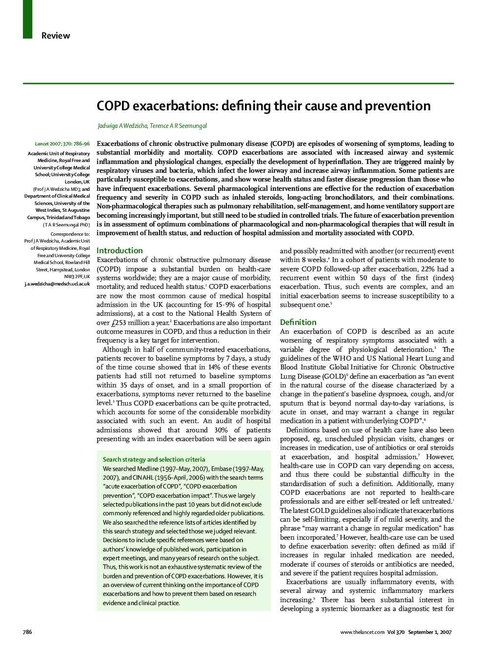 COPD exacerbations: defining their cause and prevention