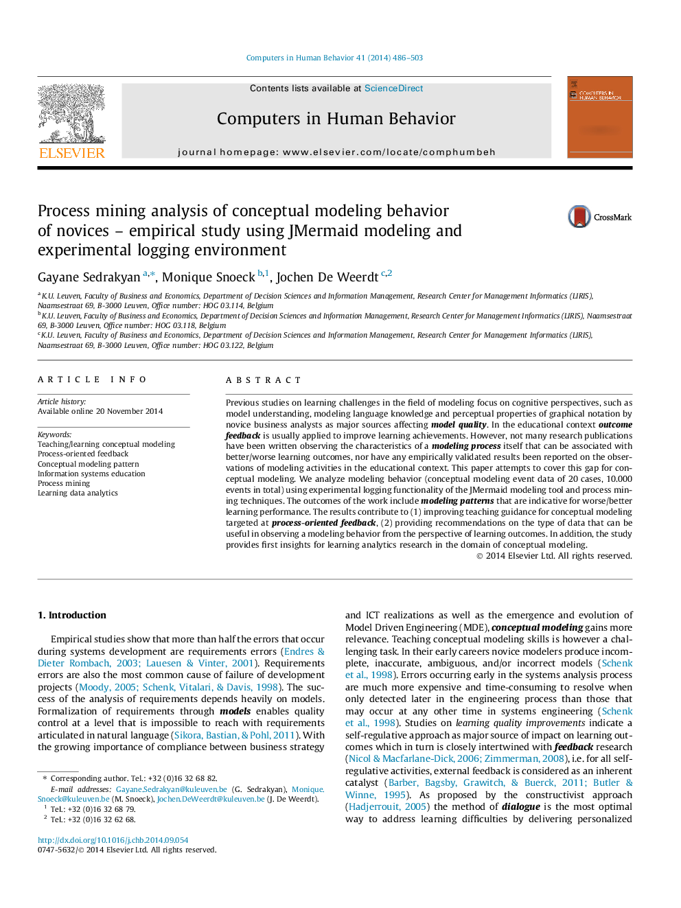 Process mining analysis of conceptual modeling behavior of novices – empirical study using JMermaid modeling and experimental logging environment