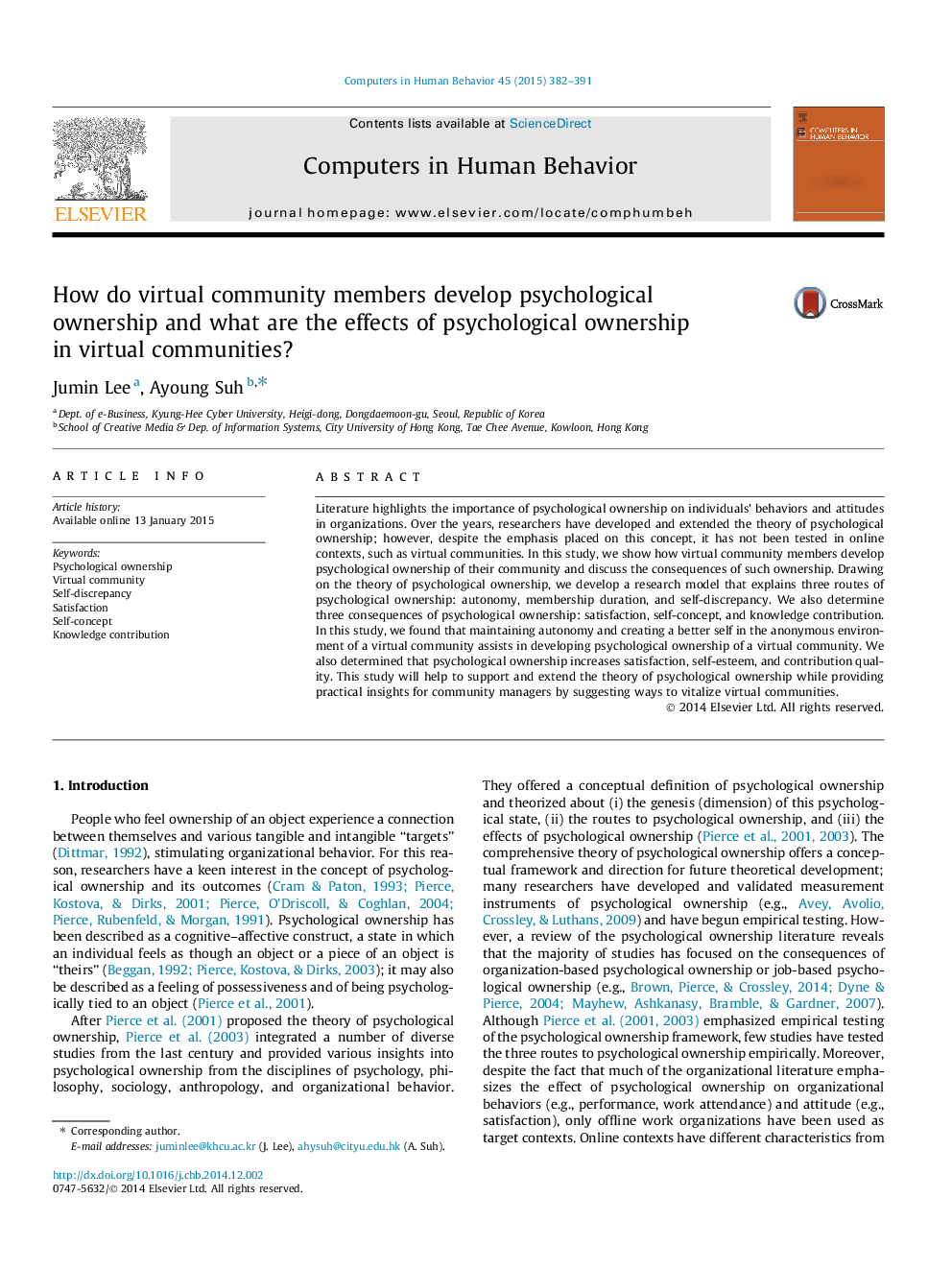 How do virtual community members develop psychological ownership and what are the effects of psychological ownership in virtual communities?