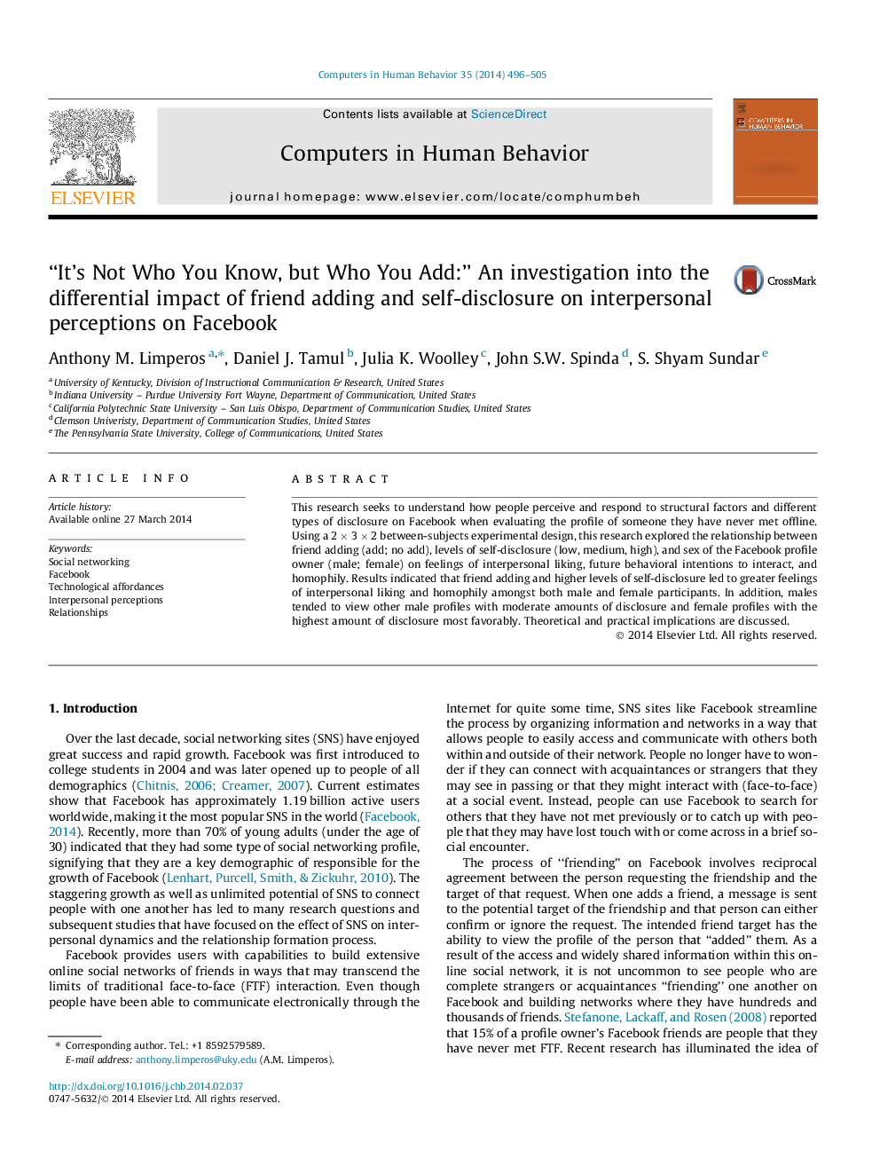 “It’s Not Who You Know, but Who You Add:” An investigation into the differential impact of friend adding and self-disclosure on interpersonal perceptions on Facebook