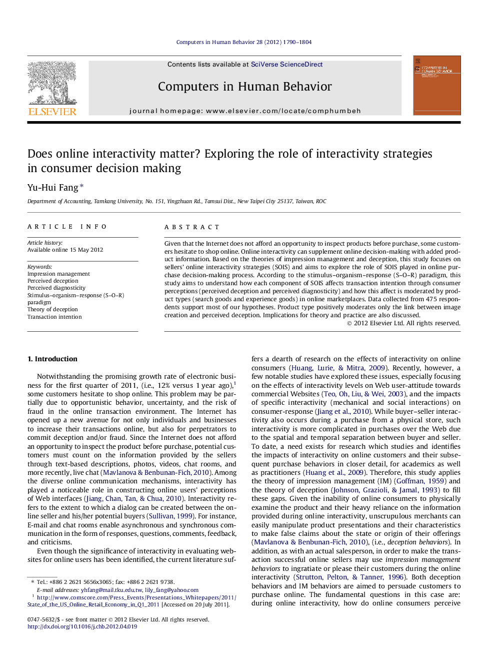 Does online interactivity matter? Exploring the role of interactivity strategies in consumer decision making