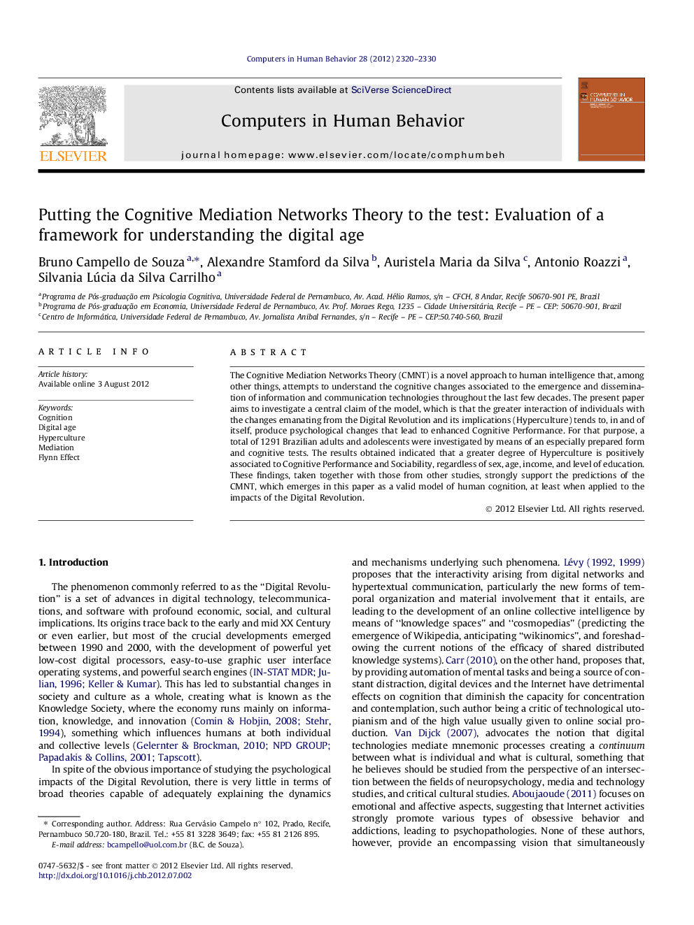 Putting the Cognitive Mediation Networks Theory to the test: Evaluation of a framework for understanding the digital age