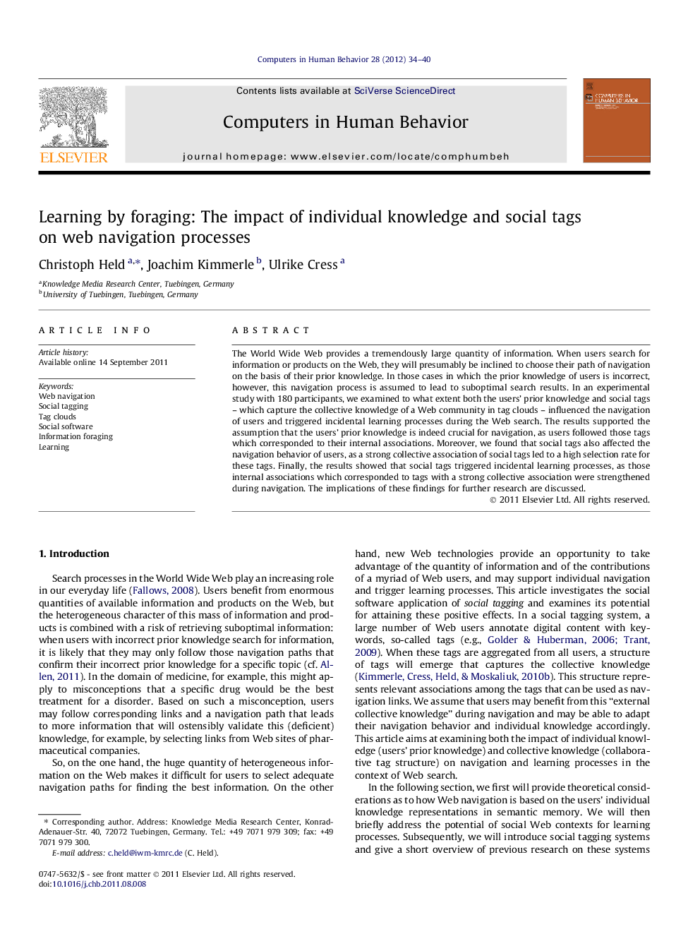 Learning by foraging: The impact of individual knowledge and social tags on web navigation processes