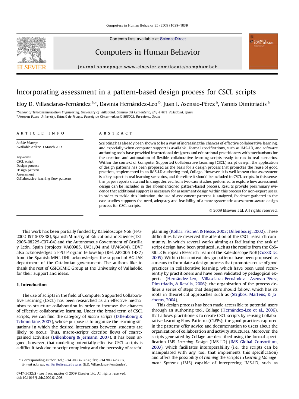 Incorporating assessment in a pattern-based design process for CSCL scripts