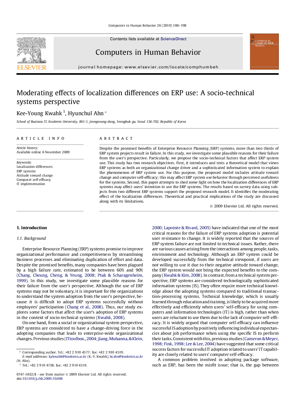 Moderating effects of localization differences on ERP use: A socio-technical systems perspective