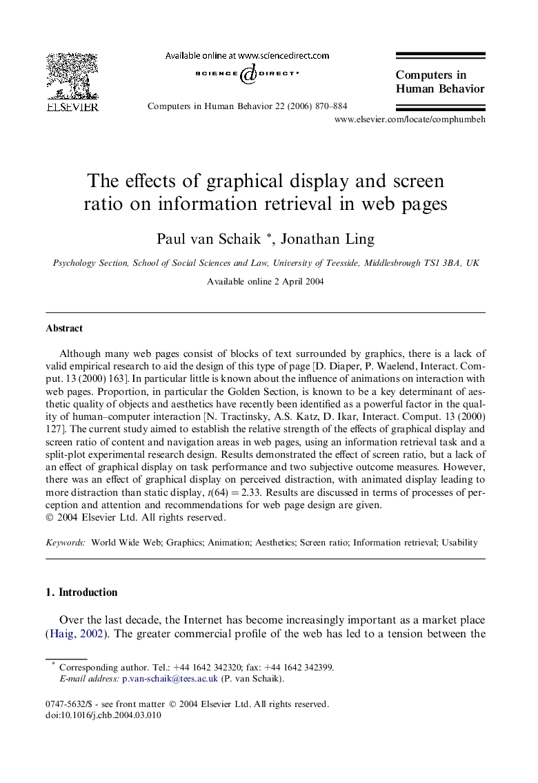 The effects of graphical display and screen ratio on information retrieval in web pages