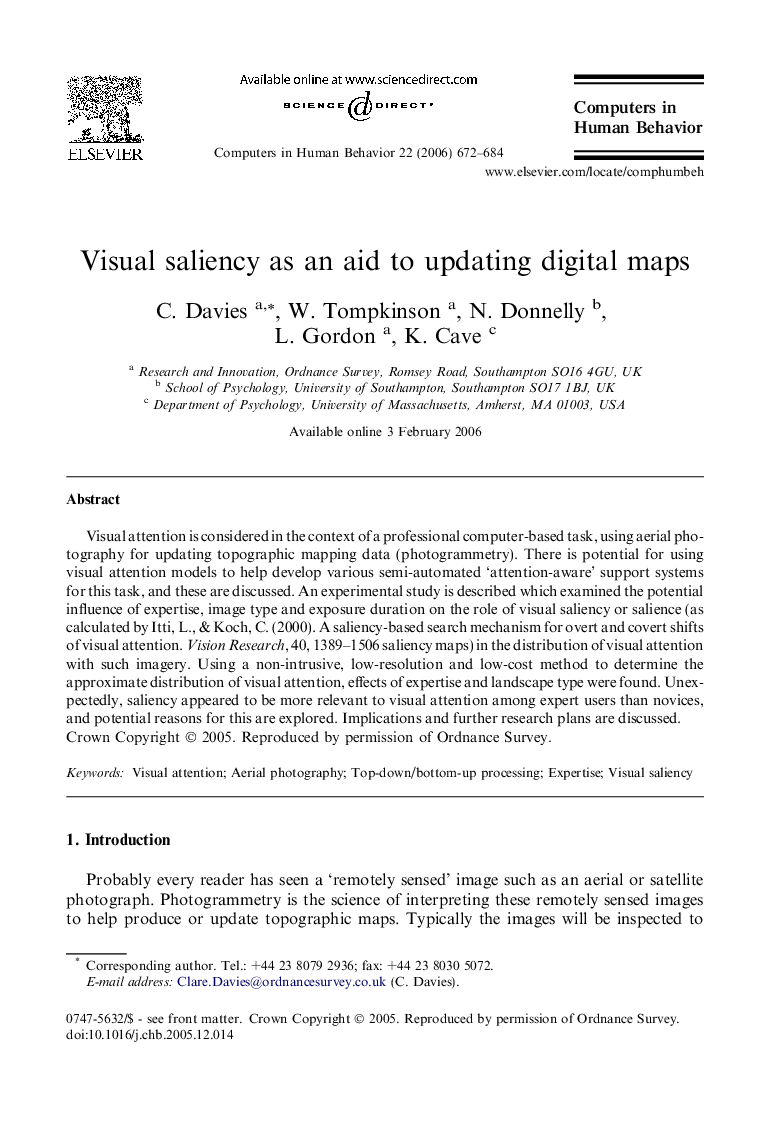 Visual saliency as an aid to updating digital maps