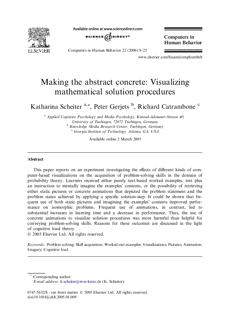 Making the abstract concrete: Visualizing mathematical solution procedures