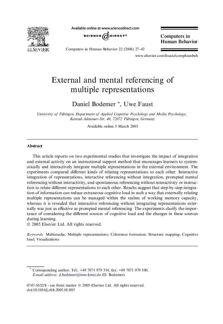 External and mental referencing of multiple representations