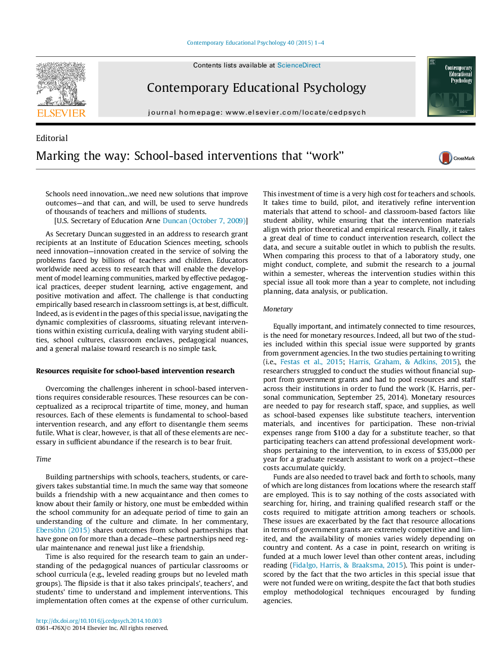 Marking the way: School-based interventions that “work”