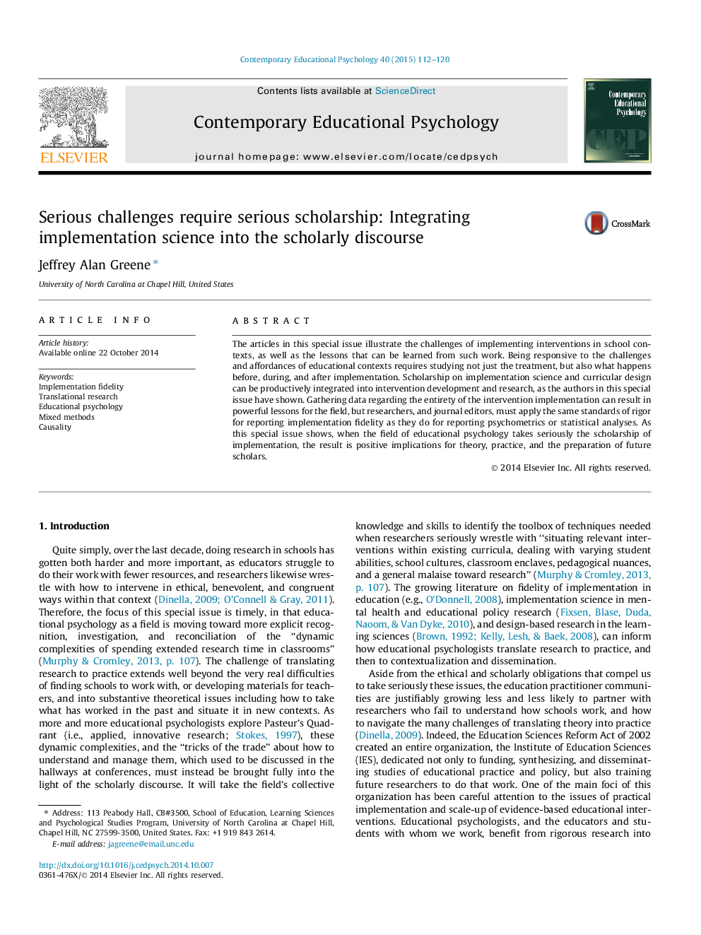 Serious challenges require serious scholarship: Integrating implementation science into the scholarly discourse