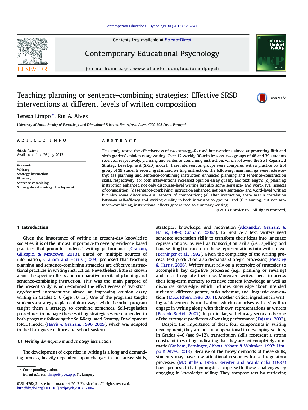 Teaching planning or sentence-combining strategies: Effective SRSD interventions at different levels of written composition