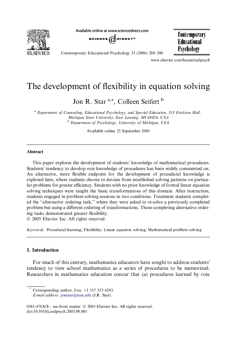 The development of flexibility in equation solving