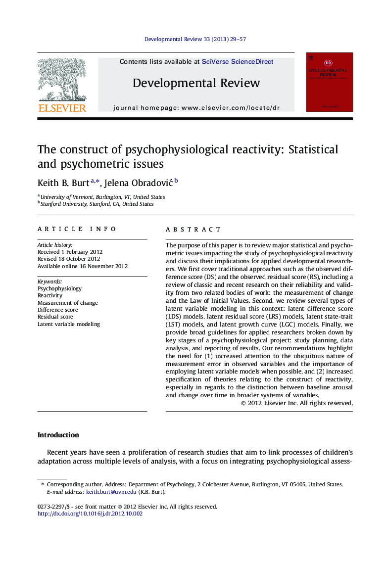 ساختار واکنش روانشناختی: مسائل آماری و روانی