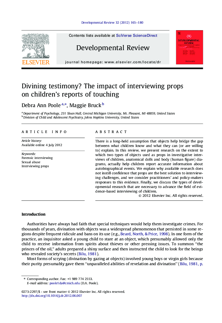 Divining testimony? The impact of interviewing props on children’s reports of touching