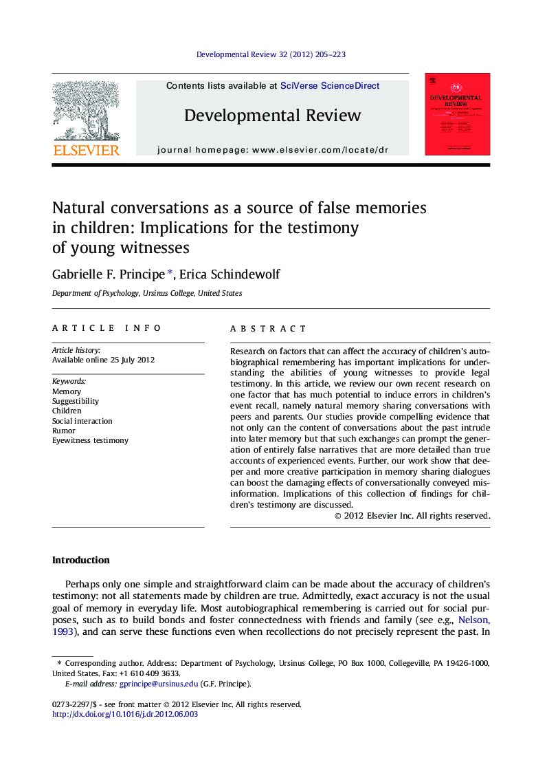 Natural conversations as a source of false memories in children: Implications for the testimony of young witnesses