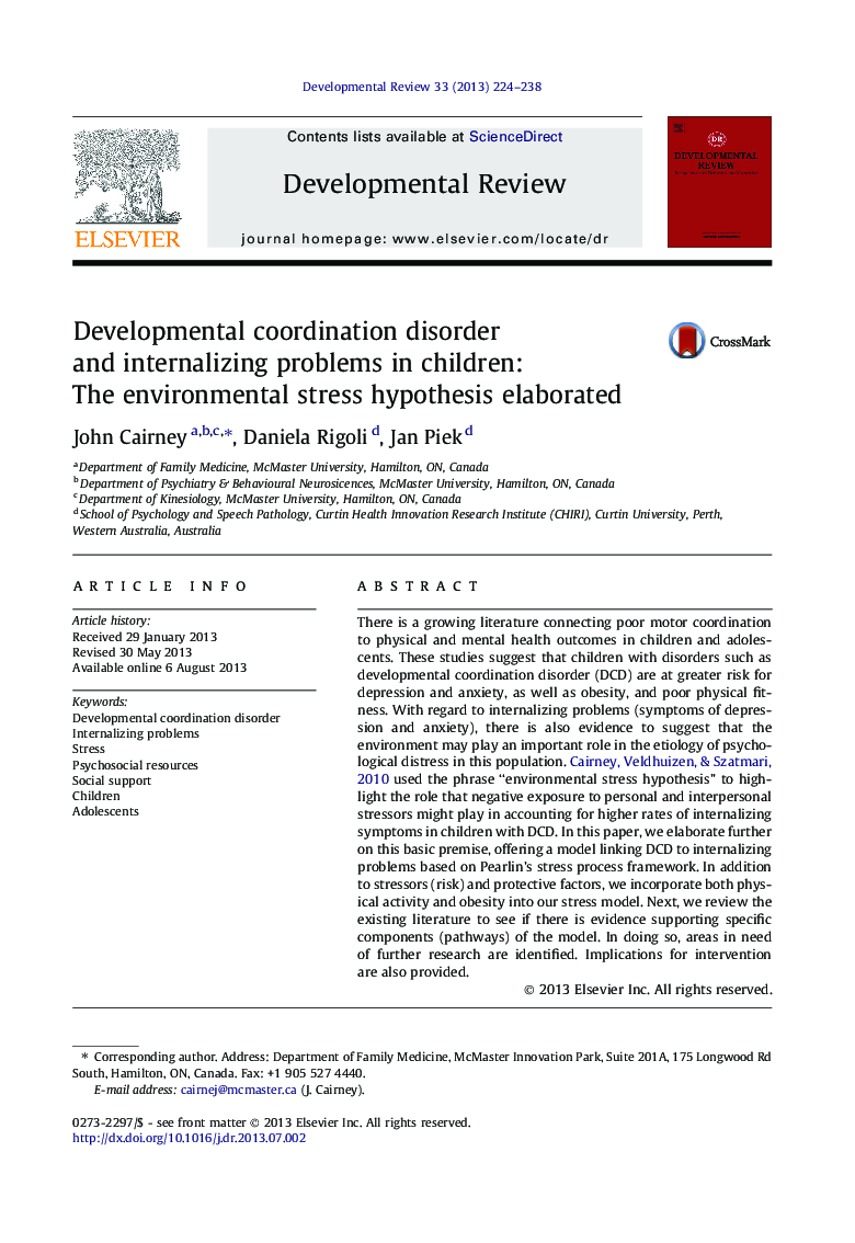 اختلال تناسب رشد و مشکلات درونی در کودکان: فرضیه استرس های محیطی به تفصیل شرح داده