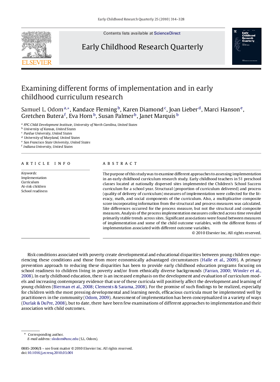 Examining different forms of implementation and in early childhood curriculum research