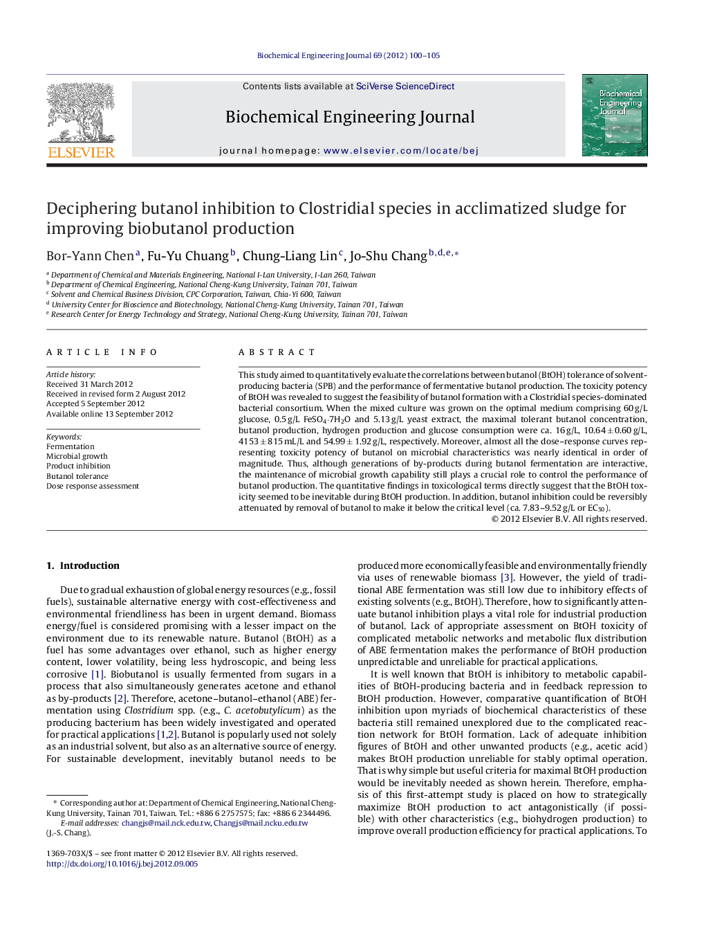 Deciphering butanol inhibition to Clostridial species in acclimatized sludge for improving biobutanol production