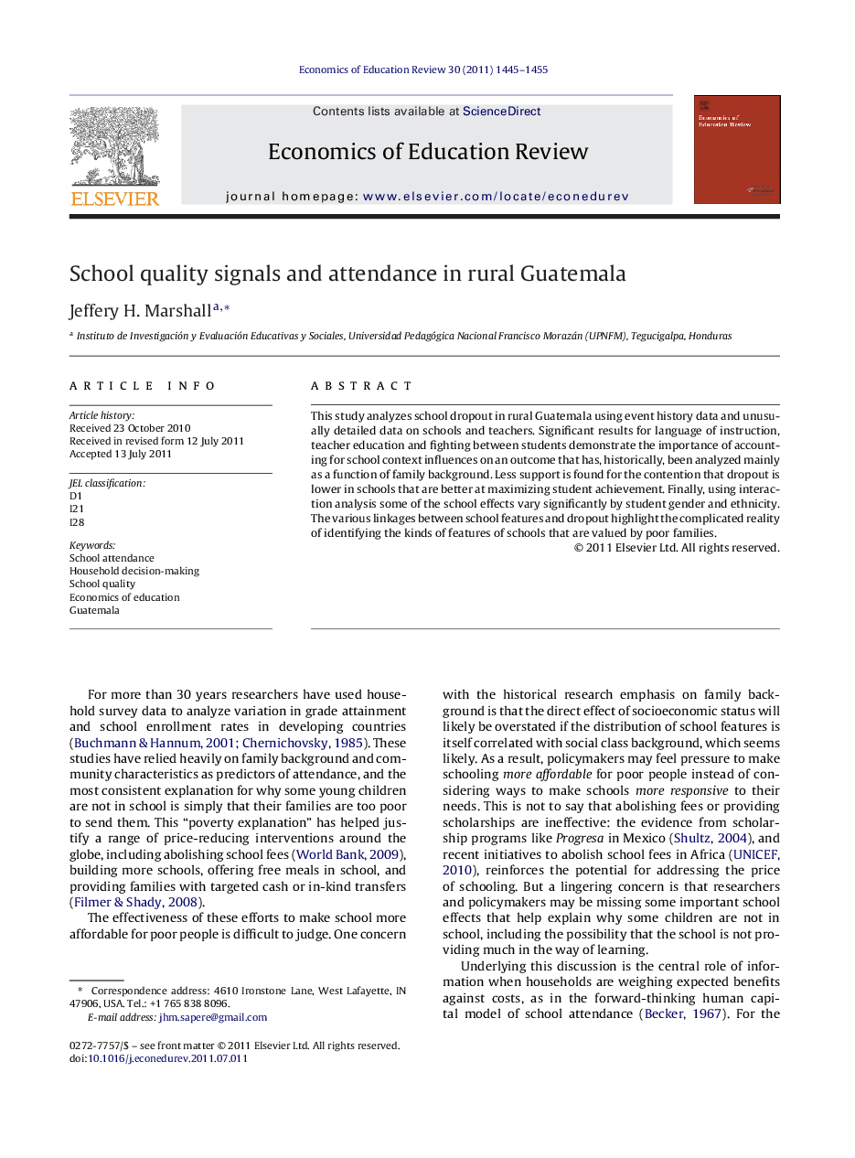 School quality signals and attendance in rural Guatemala