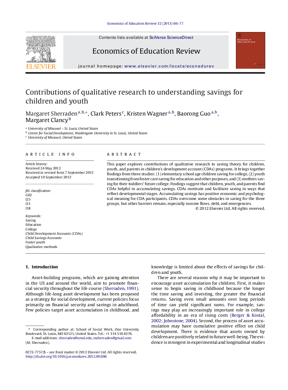 Contributions of qualitative research to understanding savings for children and youth