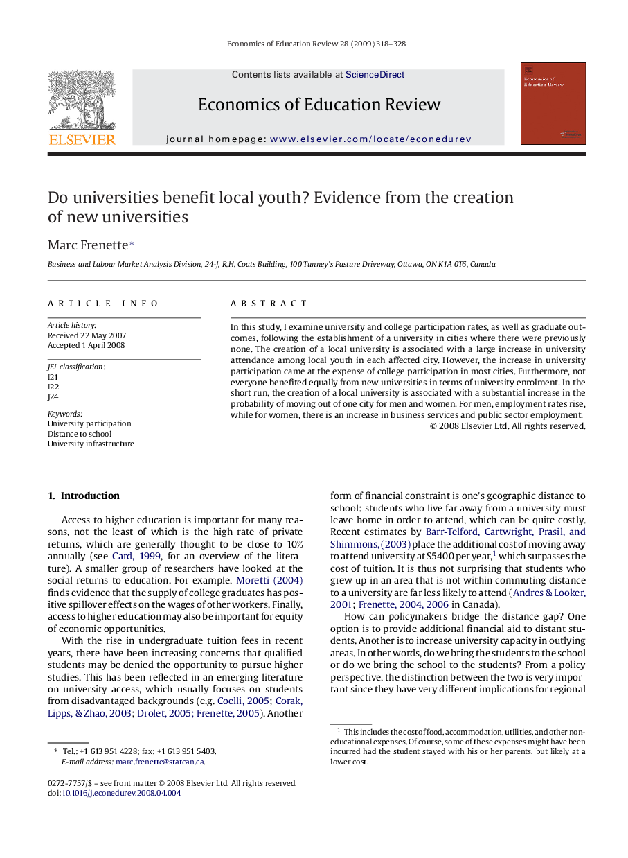 Do universities benefit local youth? Evidence from the creation of new universities