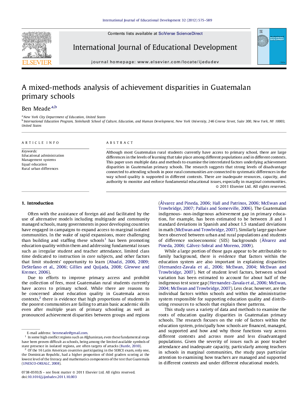 A mixed-methods analysis of achievement disparities in Guatemalan primary schools