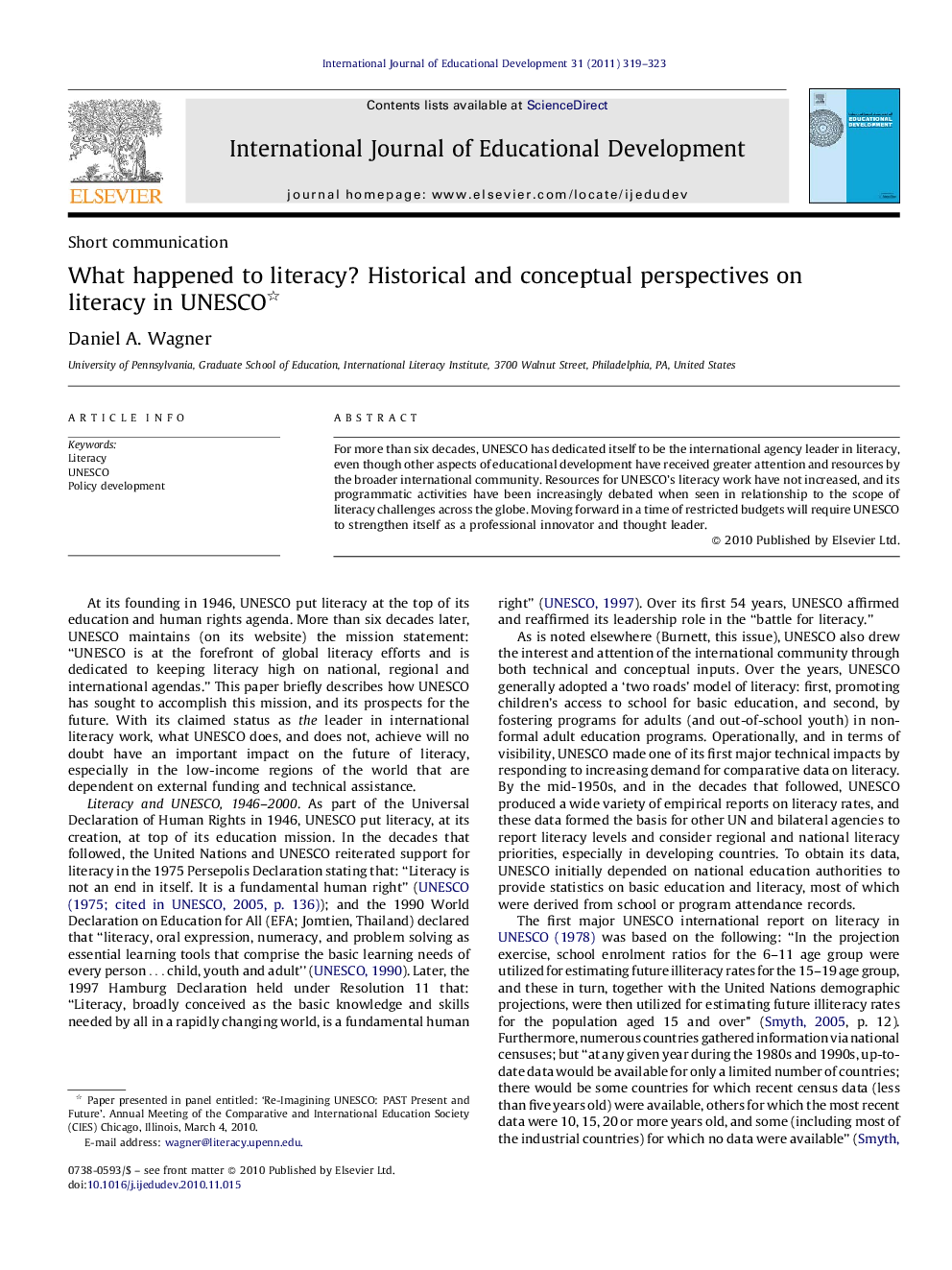 What happened to literacy? Historical and conceptual perspectives on literacy in UNESCO 