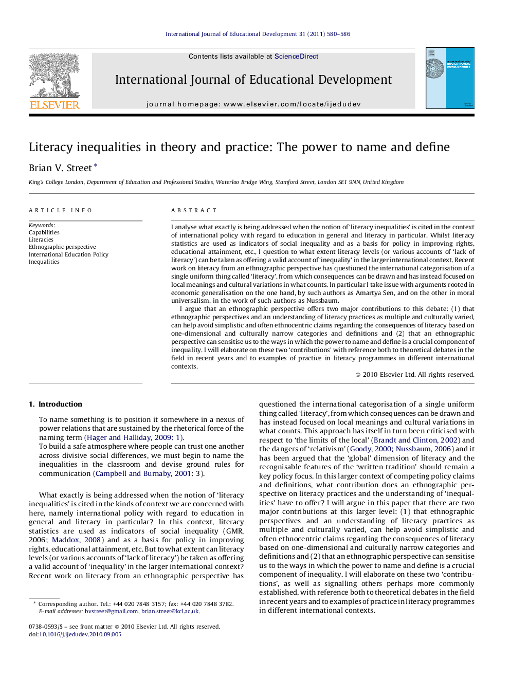 Literacy inequalities in theory and practice: The power to name and define