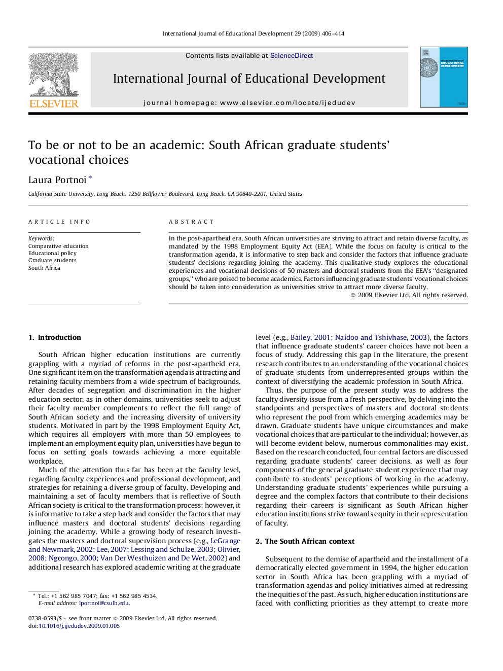 To be or not to be an academic: South African graduate students’ vocational choices