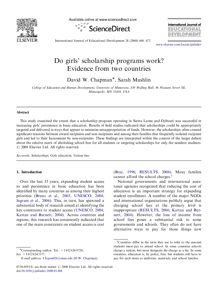 Do girls’ scholarship programs work? Evidence from two countries