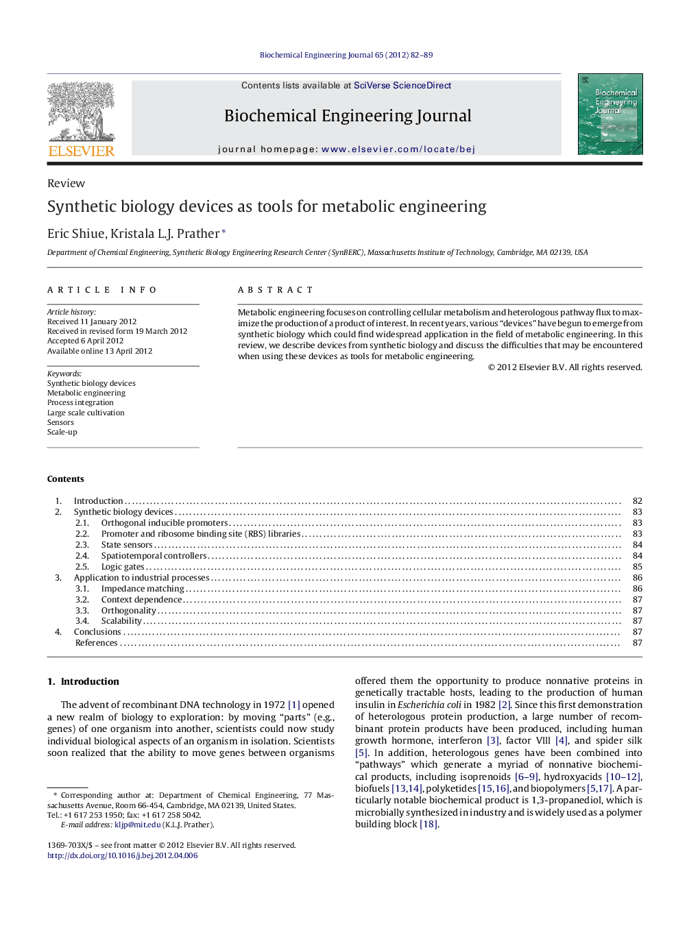 Synthetic biology devices as tools for metabolic engineering