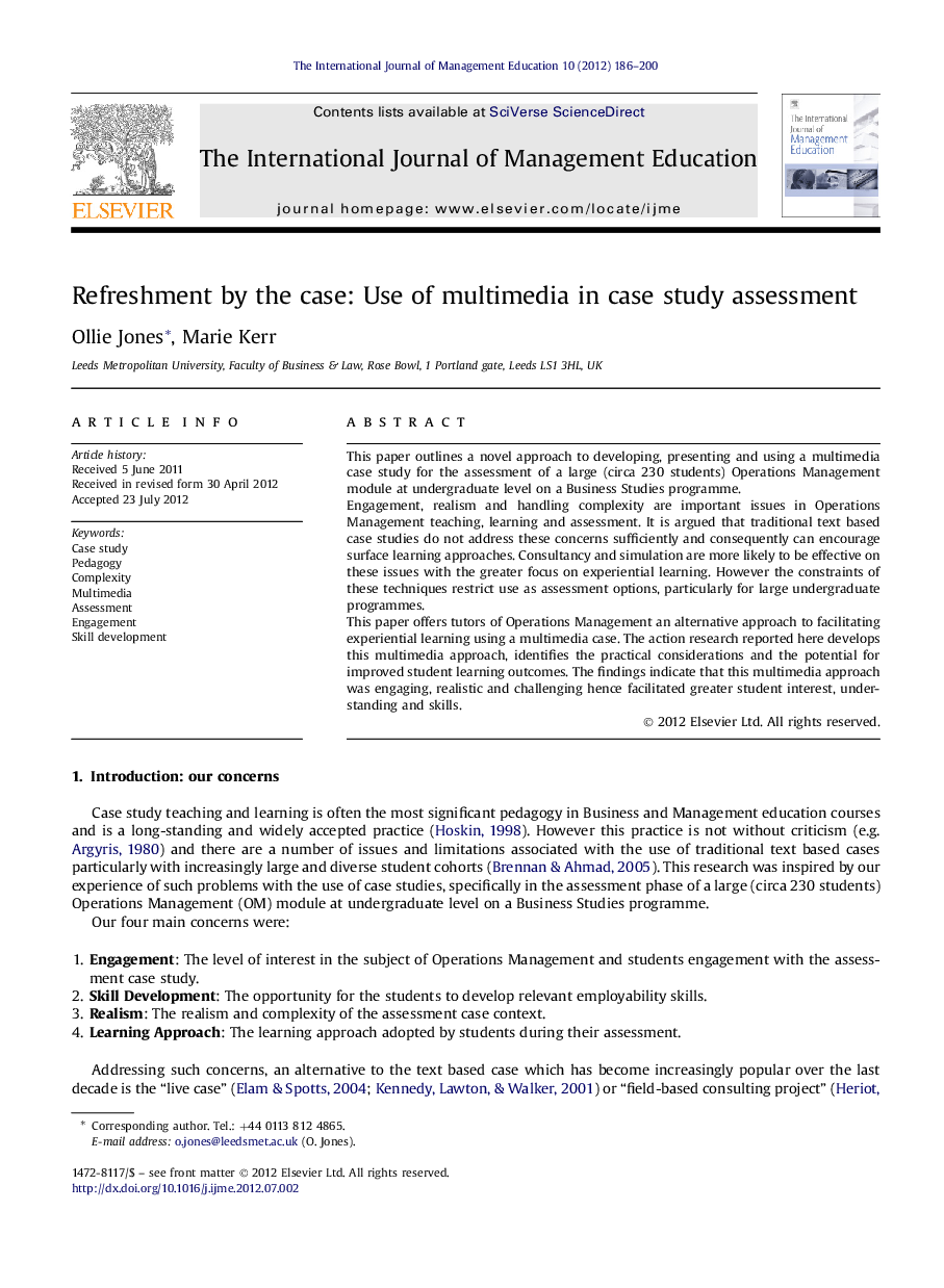 Refreshment by the case: Use of multimedia in case study assessment