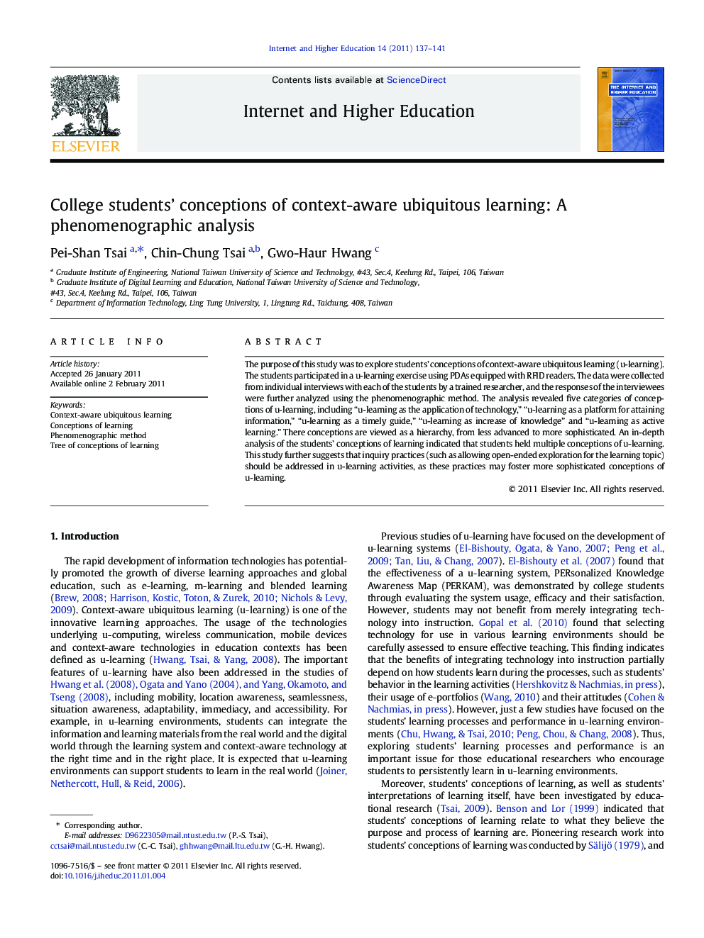 College students’ conceptions of context-aware ubiquitous learning: A phenomenographic analysis