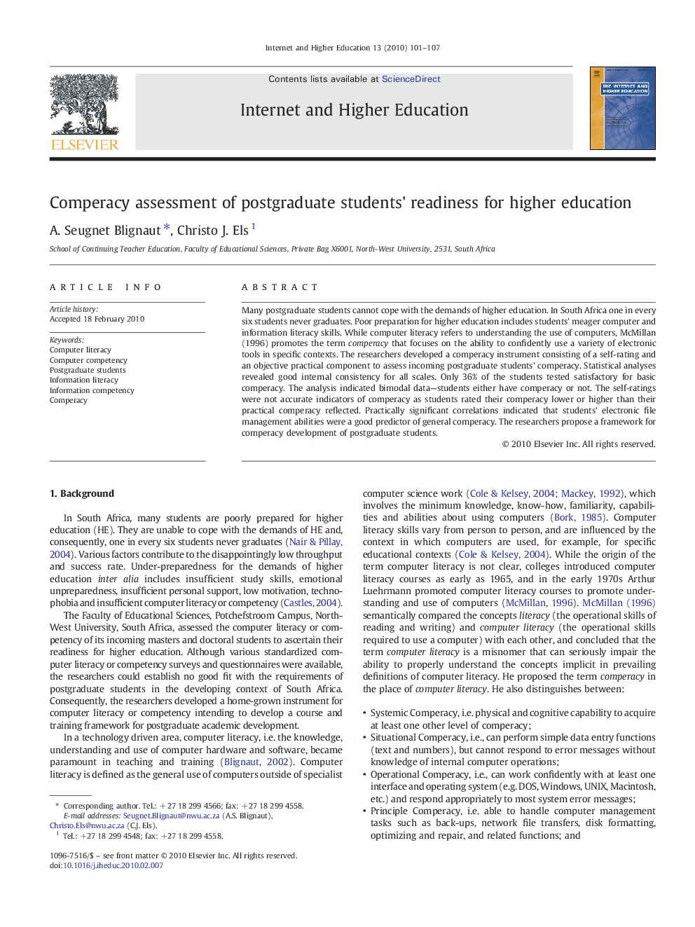 Comperacy assessment of postgraduate students' readiness for higher education