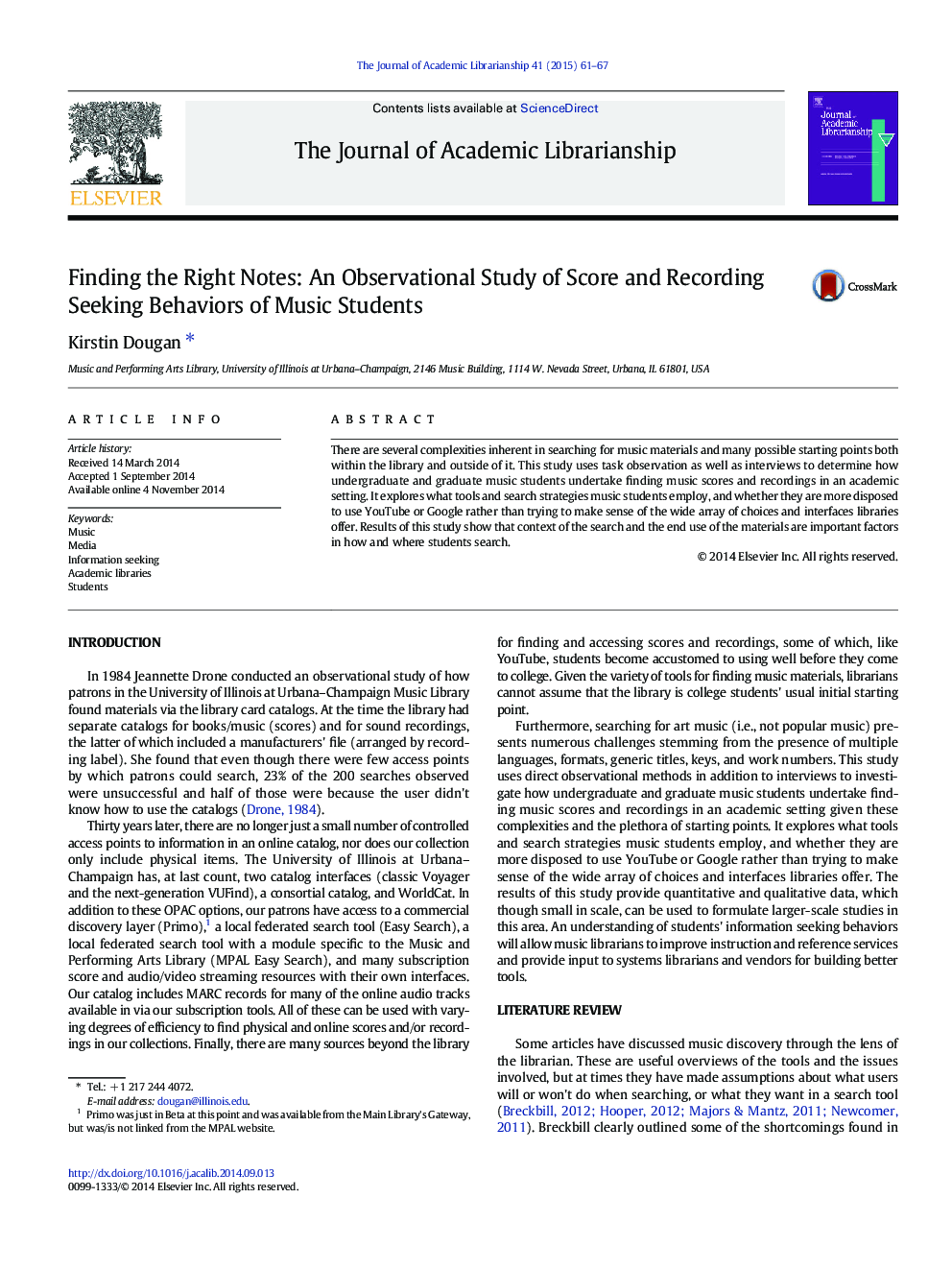 Finding the Right Notes: An Observational Study of Score and Recording Seeking Behaviors of Music Students