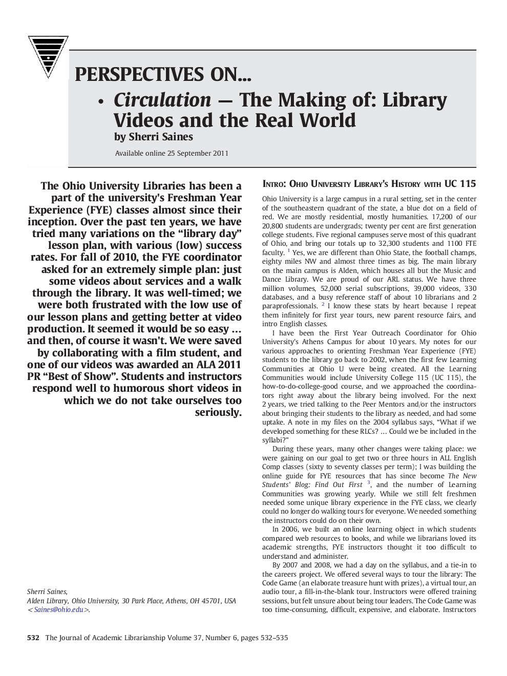 Circulation — The Making of: Library Videos and the Real World