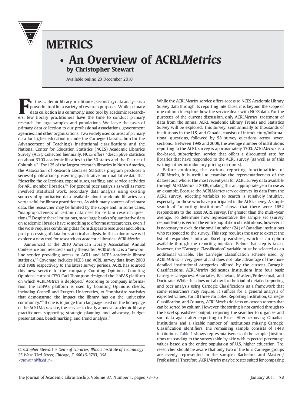 An Overview of ACRLMetrics