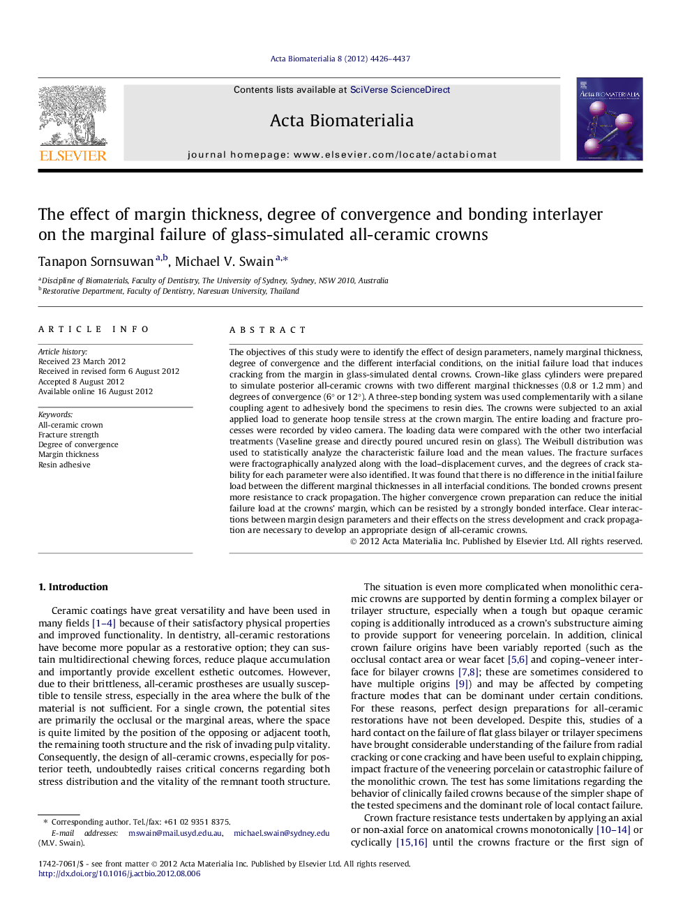 The effect of margin thickness, degree of convergence and bonding interlayer on the marginal failure of glass-simulated all-ceramic crowns