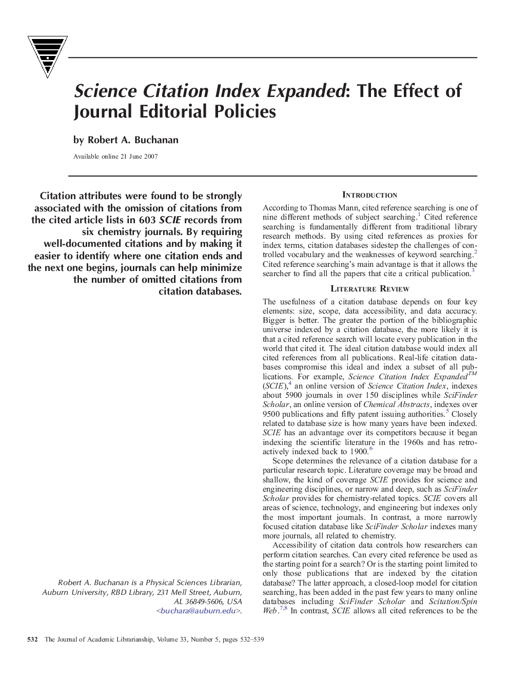 Science Citation Index Expanded: The Effect of Journal Editorial Policies