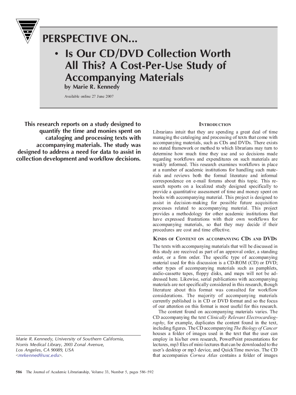 Is Our CD/DVD Collection Worth All This? A Cost-Per-Use Study of Accompanying Materials