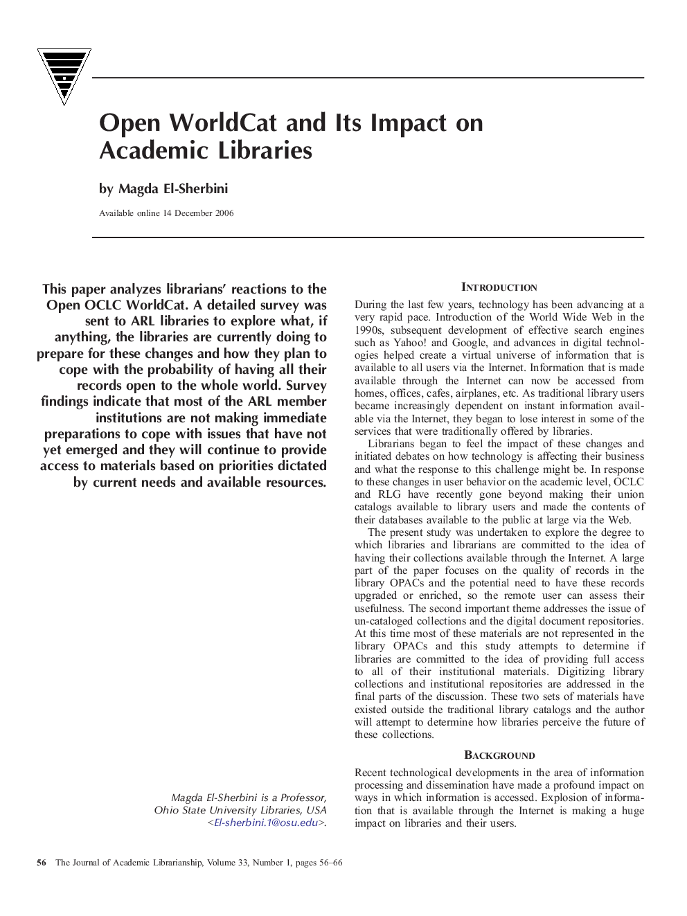 Open WorldCat and Its Impact on Academic Libraries