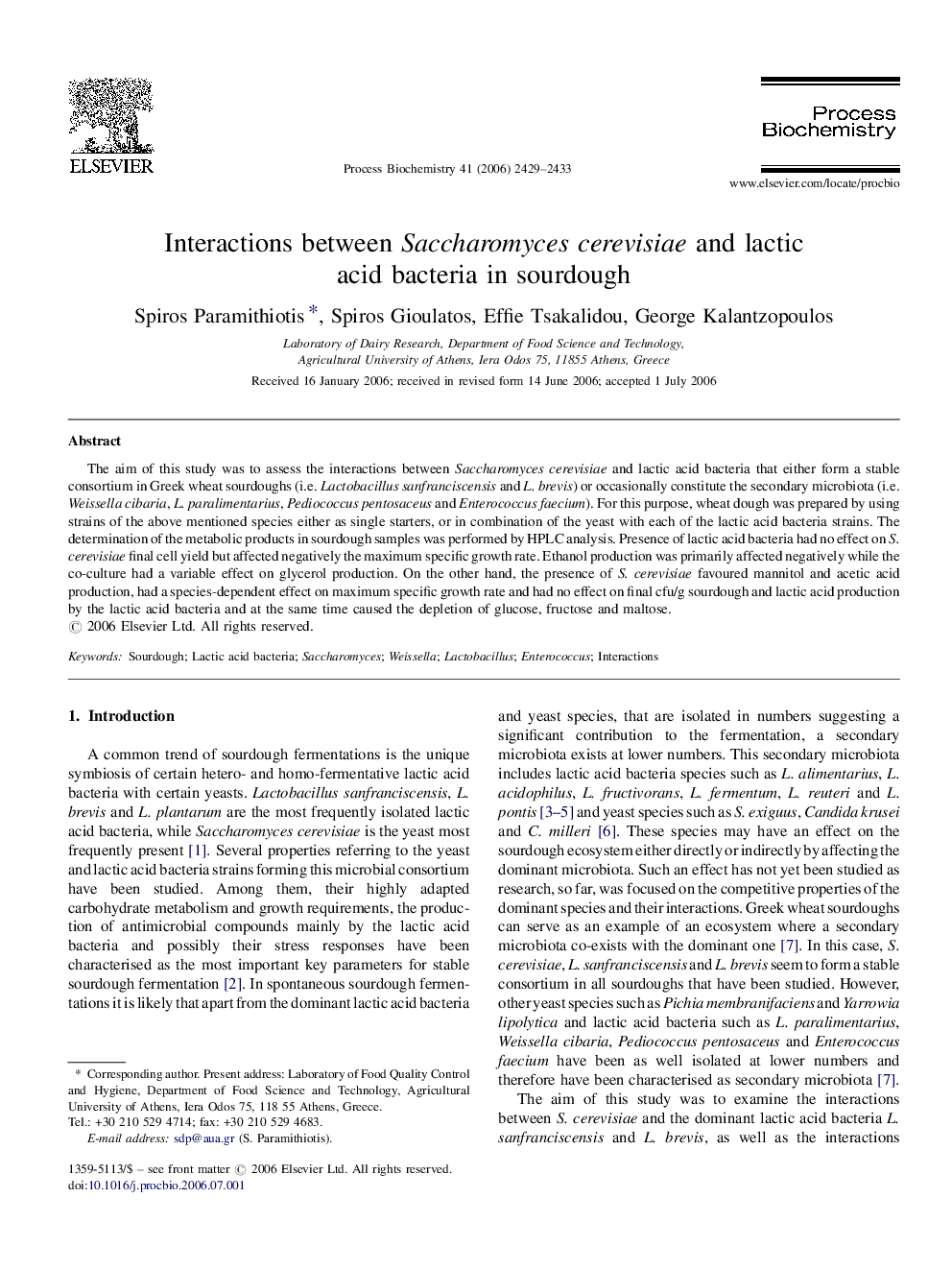 Interactions between Saccharomyces cerevisiae and lactic acid bacteria in sourdough