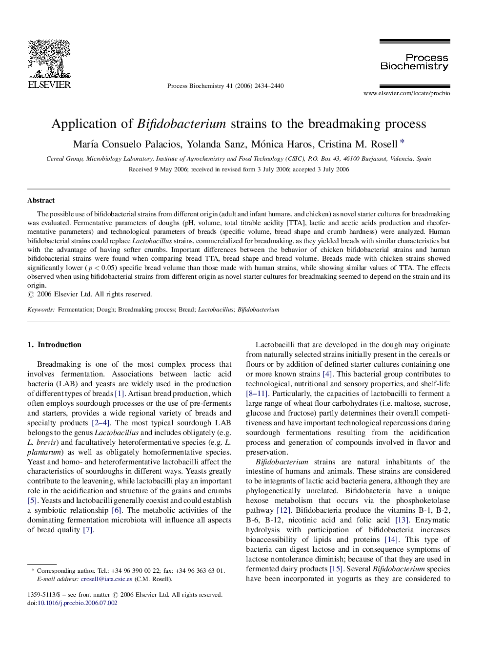 Application of Bifidobacterium strains to the breadmaking process