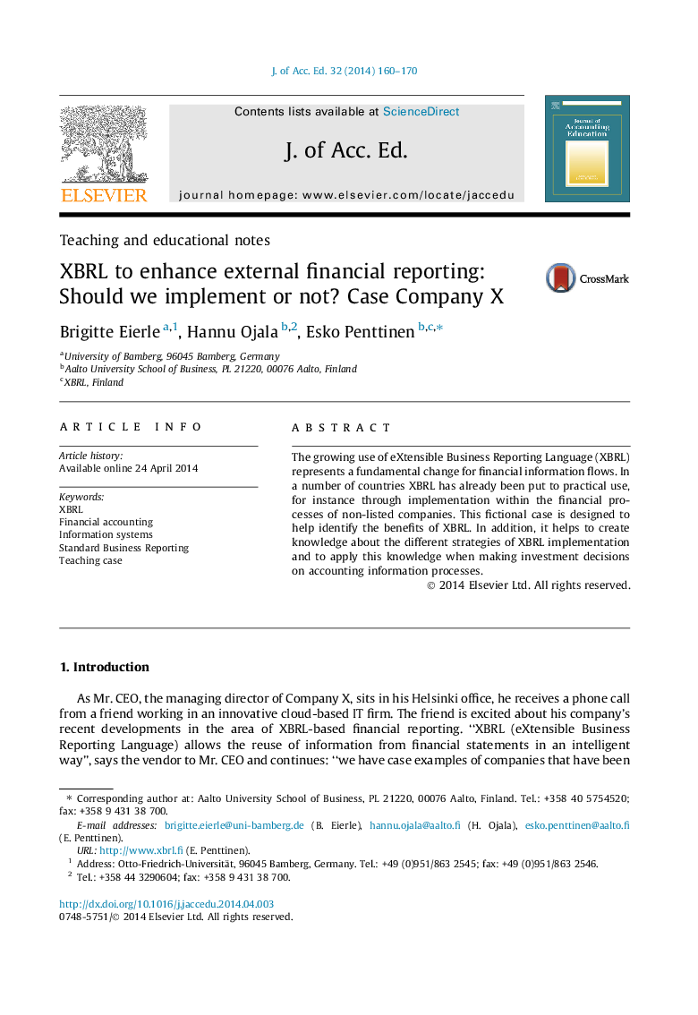 XBRL to enhance external financial reporting: Should we implement or not? Case Company X