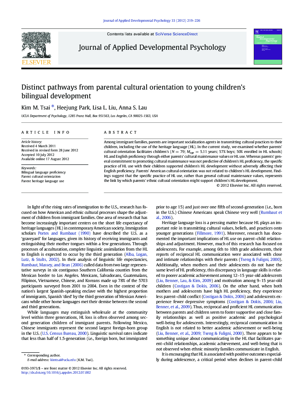 Distinct pathways from parental cultural orientation to young children's bilingual development