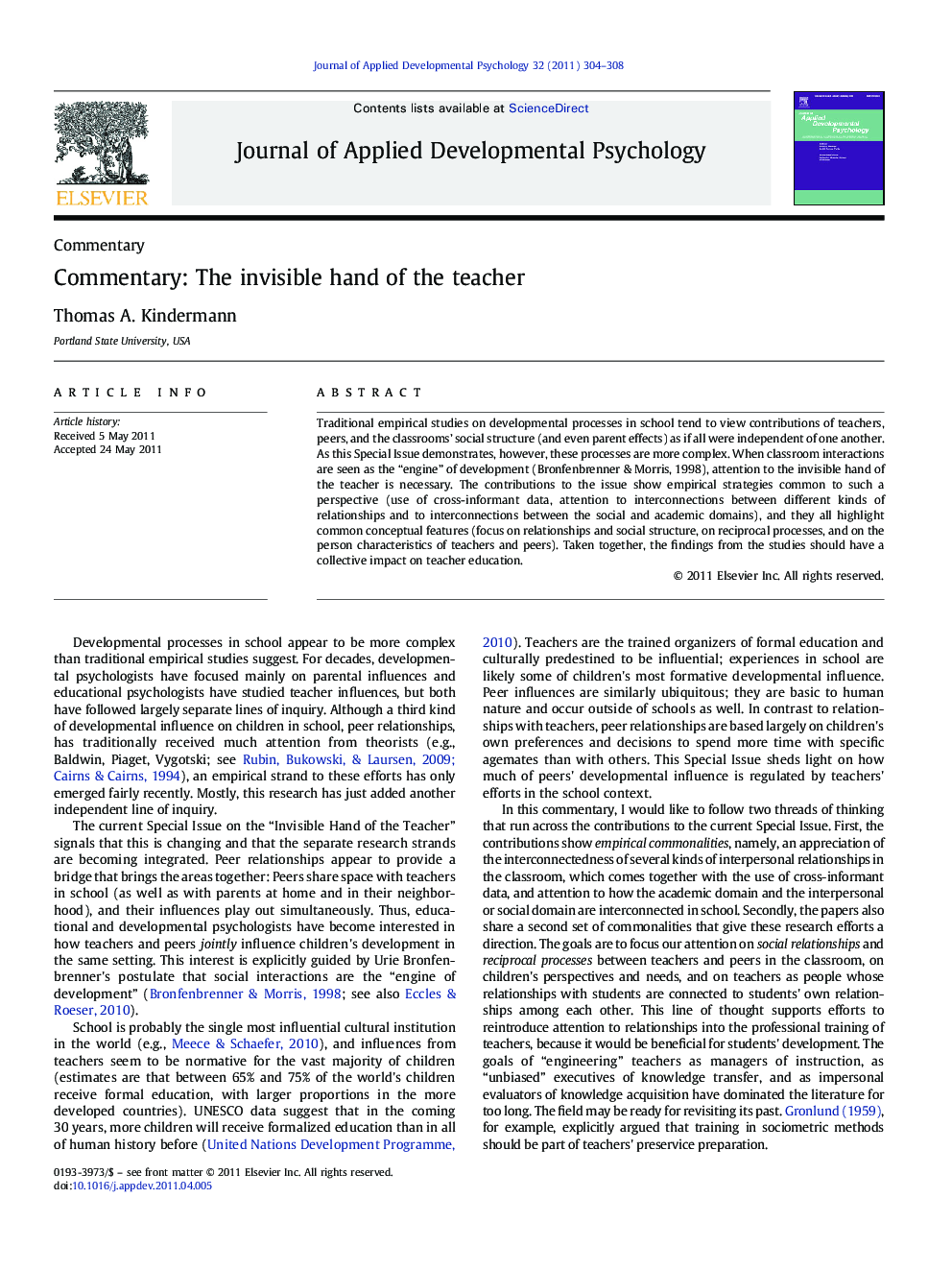 عکس صفحه اول مقاله: Commentary: The invisible hand of the teacher Commentary: The invisible hand of the teacher